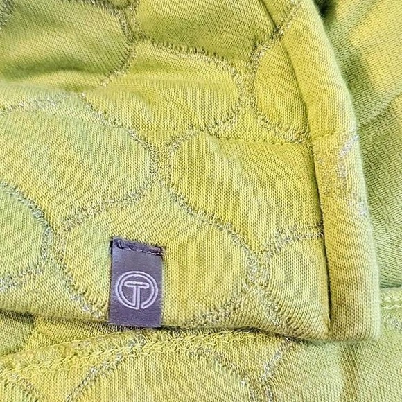 Talbots Green Metallic Asymmetrical Zip Quilted Pullover Medium - Picture 7 of 8